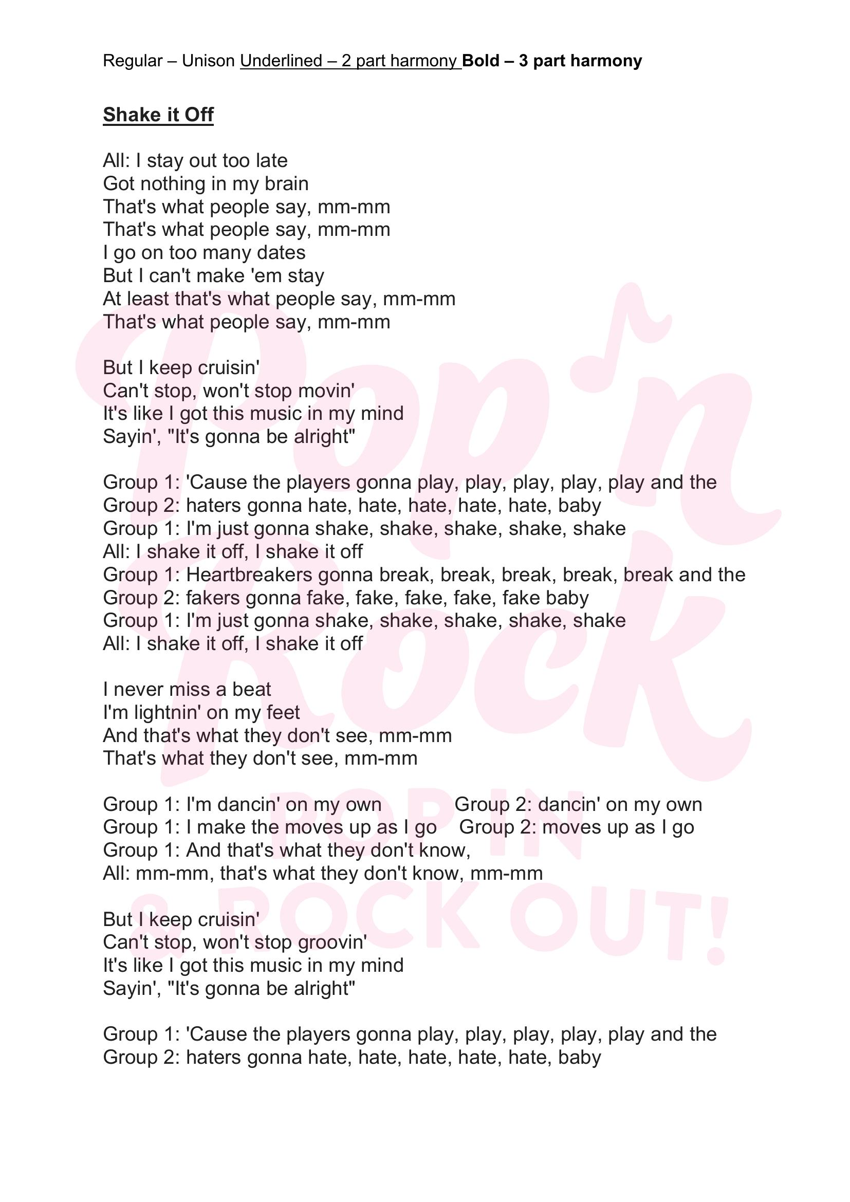 Shake It Off by Taylor Swift - popnrock.co.uk